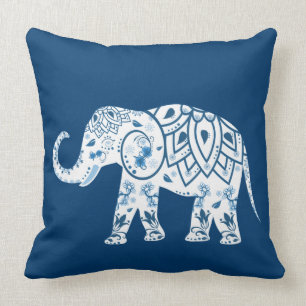gebarsten blauw olifant kussen