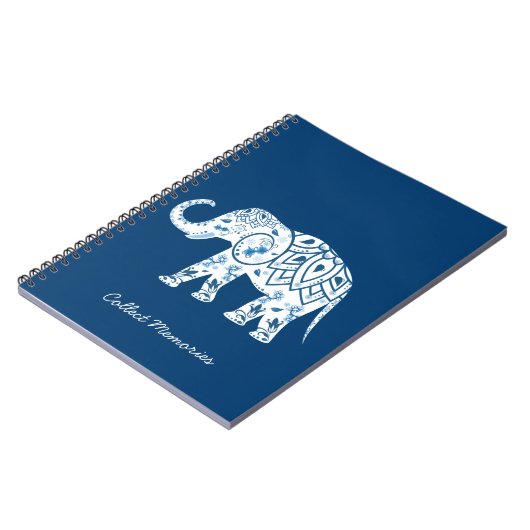 gebarsten blauw olifant notitieboek (Linkerzijde)