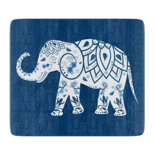 gebarsten blauw olifant snijplank (Voorkant)
