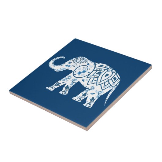  gebarsten blauw olifant tegeltje (Zijkant)
