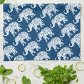 gebarsten blauw olifant theedoek (Gevouwen)