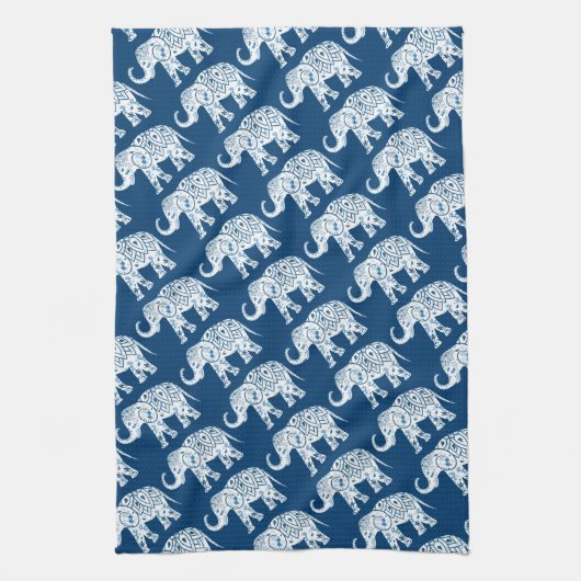  gebarsten blauw olifant theedoek (Verticaal)