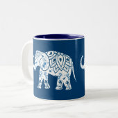 gebarsten blauw olifant tweekleurige koffiemok (Voorkant links)