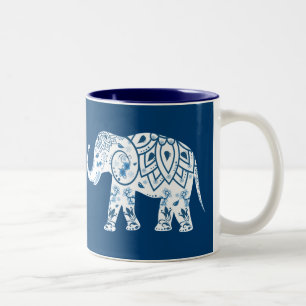 gebarsten blauw olifant tweekleurige koffiemok