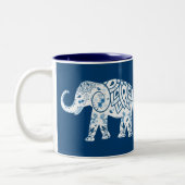 gebarsten blauw olifant tweekleurige koffiemok (Links)