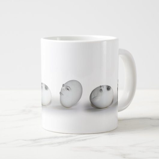 Gebarsten ei en een knipoog grote koffiekop (Voorkant rechts)