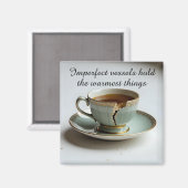 gebarsten gebroken theekopje inspirerende magneet (Voorkant / Achterkant)