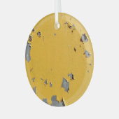 Gebarsten geel metaal: vuile textuur. glas ornament (Voorkant links)