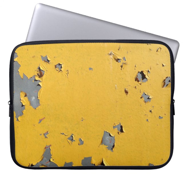 Gebarsten geel metaal: vuile textuur. laptop sleeve (Voorkant)