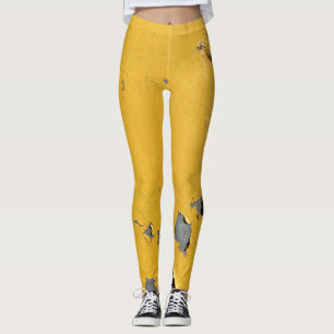Gebarsten geel metaal: vuile textuur. leggings