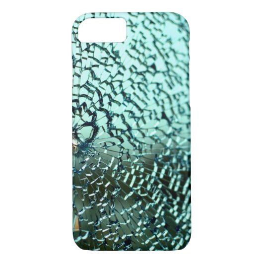 Gebarsten glas gebroken blauwgroen Case-Mate iPhone case (Achterkant)