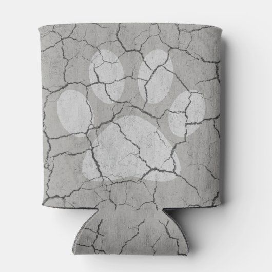 Gebarsten grijze dierenpootafdruk Koelbox Blikjeskoeler (Achterkant)