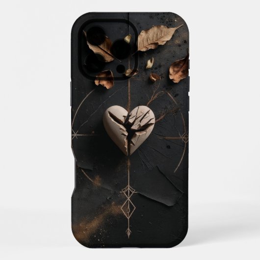 Gebarsten Hart Donkere Boho iPhone Case Hoesje (Achterkant)