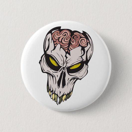 gebarsten hersenschedel ronde button 5,7 cm (Voorkant)