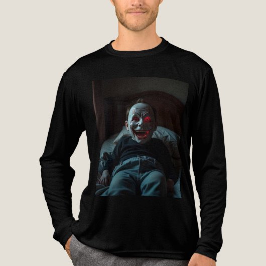 Gebarsten horrormasker Tri-Blend shirt (Voorkant volledig)