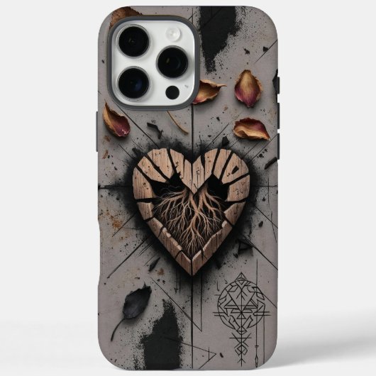 Gebarsten Houten Hart Donkere Boho Telefoonhoes Case-Mate iPhone Case (Achterkant)