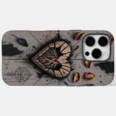 Gebarsten Houten Hart Donkere Boho Telefoonhoes Case-Mate iPhone Case (Achterkant (horizontaal))