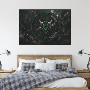 Gebarsten Houtskool Stier Timing Citaat Ontwerp Canvas Afdruk