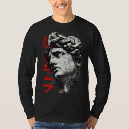 Gebarsten Klassieke Buste Trash Polka Kunst Lange  T-shirt