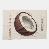 "Gebarsten maar nog steeds zoete" kokosnoot theedo Theedoek (Horizontaal)