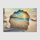 Gebarsten Mail Art Beach Scene Decoupage Papier (Voorkant)