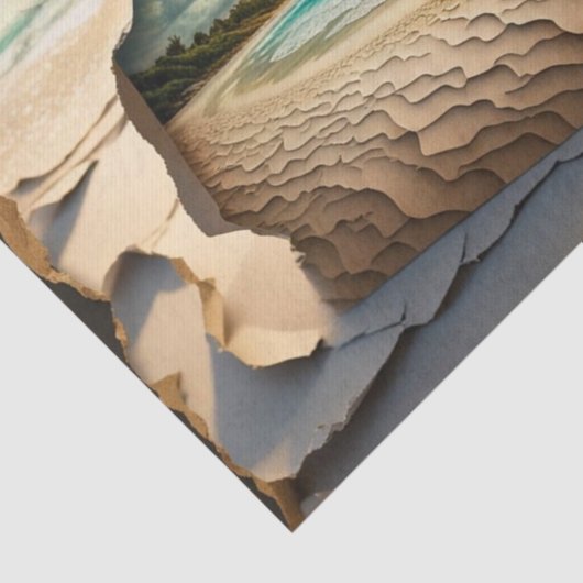 Gebarsten Mail Art Beach Scene Decoupage Papier (Detail)