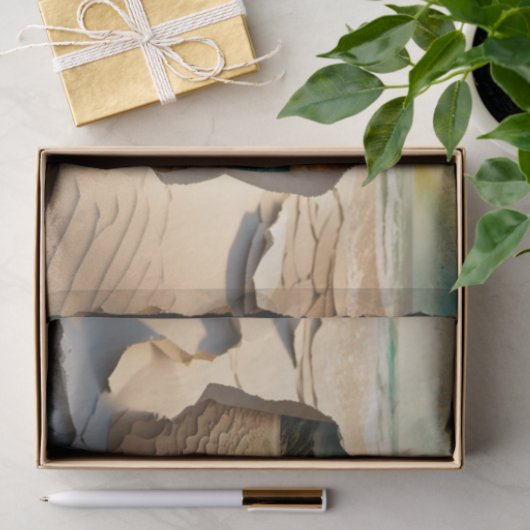 Gebarsten Mail Art Beach Scene Decoupage Papier (Geschenk)