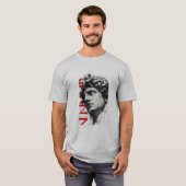 Gebarsten Marmeren Buste Trash Polka Kunst T-shirt (Voorkant volledig)