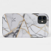 Gebarsten marmeren gouden accenten Monogram Case-Mate iPhone Case (Achterkant (horizontaal))