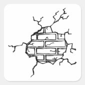 Gebarsten metselwerk vierkante sticker (Voorkant)