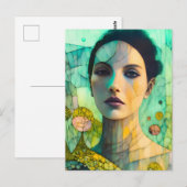 Gebarsten mooie vrouw briefkaart (Voorkant / Achterkant)