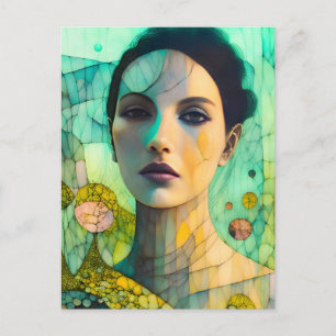 Gebarsten mooie vrouw briefkaart