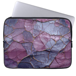 Gebarsten patroon in rijke tinten van Paarse en bl Laptop Sleeve
