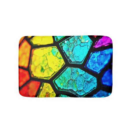 Gebarsten Regenboog Glas-in-Lood Kunst Badmat (Voorkant)