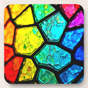 Gebarsten Regenboog Glas-in-Lood Kunst Bier Onderzetter