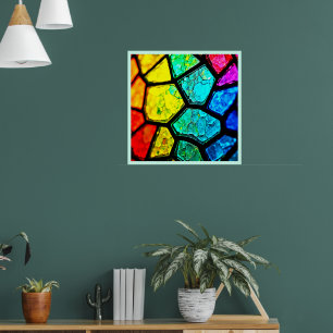 Gebarsten Regenboog Glas-in-Lood Kunst Poster
