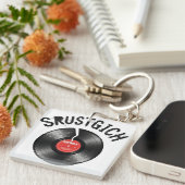 Gebarsten Retro LP-schijf Punkrock Sleutelhanger (Voorkant Rechts)