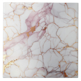 Gebarsten roze en wit marmer met goud tegeltje