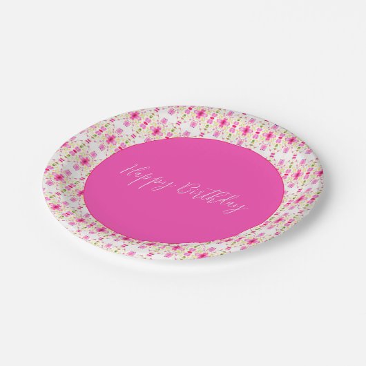 gebarsten roze papieren bordje (Gekanteld)