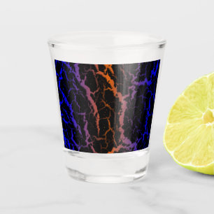Gebarsten ruimte lava - Blauw/Oranje Shot Glas