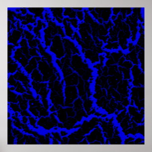Gebarsten ruimte lava - Blauw Poster