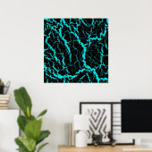 Gebarsten ruimte lava - Cyaan Poster (Thuiskantoor)