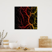 Gebarsten ruimte lava - Zwart/Rood/Goud Poster (Keuken)