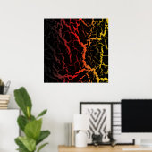 Gebarsten ruimte lava - Zwart/Rood/Goud Poster (Thuiskantoor)