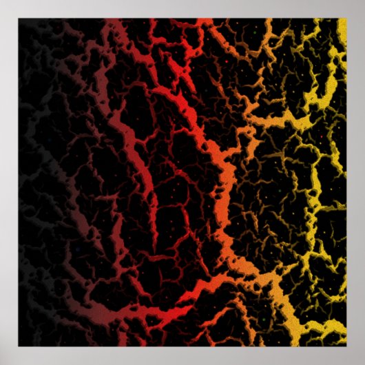 Gebarsten ruimte lava - Zwart/Rood/Goud Poster (Voorkant)