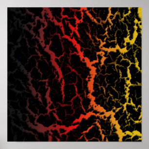 Gebarsten ruimte lava - Zwart/Rood/Goud Poster