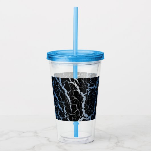 Gebarsten Space Lava - Blauw/Wit Acryl Drinkbeker (Voorkant)