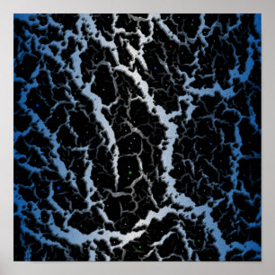 Gebarsten Space Lava - Blauw/Wit Poster
