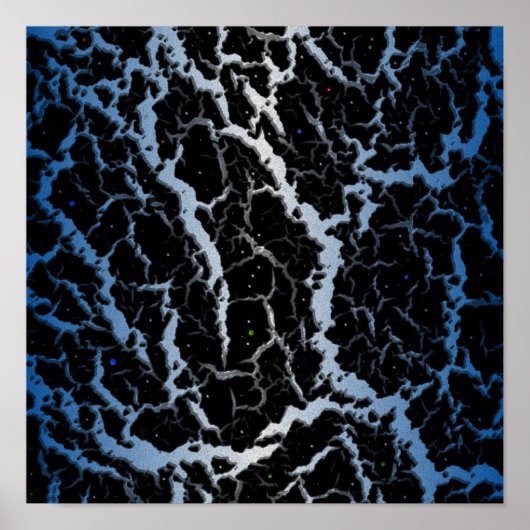 Gebarsten Space Lava - Blauw/Wit Poster (Voorkant)