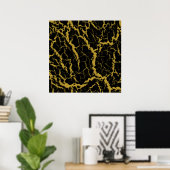 Gebarsten Space Lava - Goud Poster (Thuiskantoor)